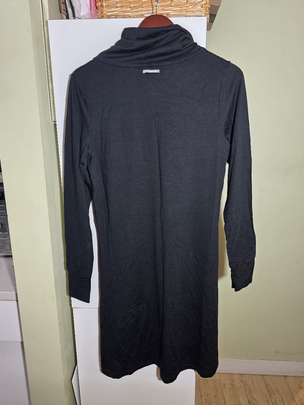 Icebreaker Merino Wool Ariana Sweater Dress Mock Neck Long Sleeve Black Large - Picture 5 of 9